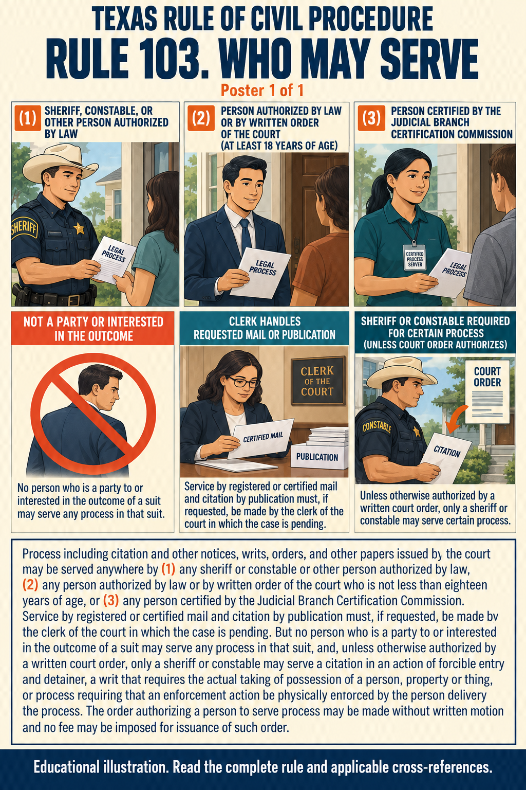 Texas Rule 103: Who may serve. Poster 1 of 1.