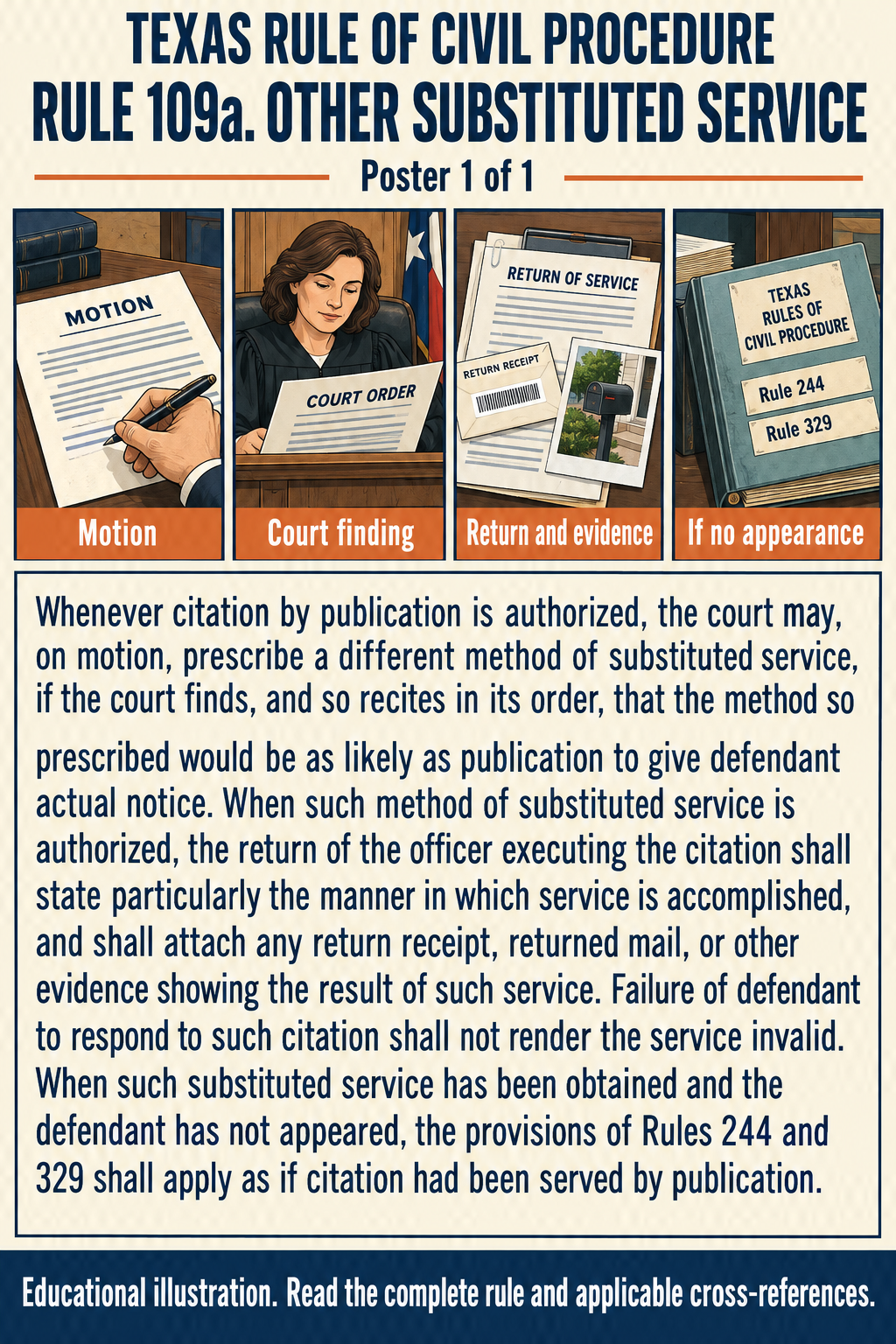 Texas Rule 109a: Other substituted service. Poster 1 of 1.