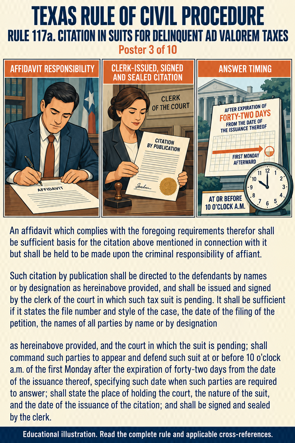 Texas Rule 117a: Citation in suits for delinquent ad valorem taxes. Poster 3 of 10.