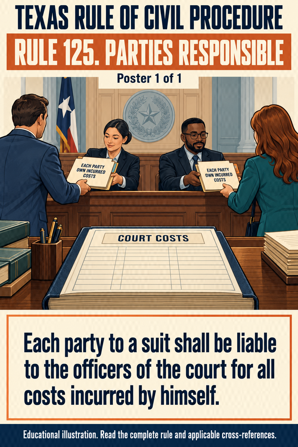 Texas Rule 125: Parties responsible. Poster 1 of 1.