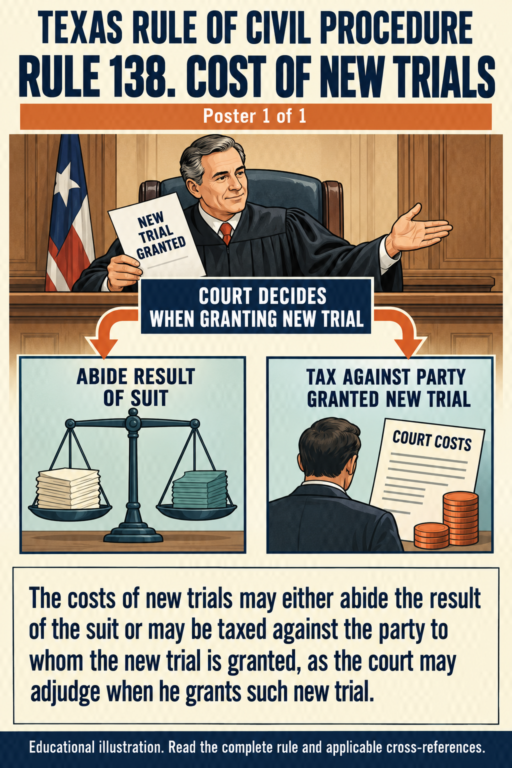 Texas Rule 138: Cost of new trials. Poster 1 of 1.