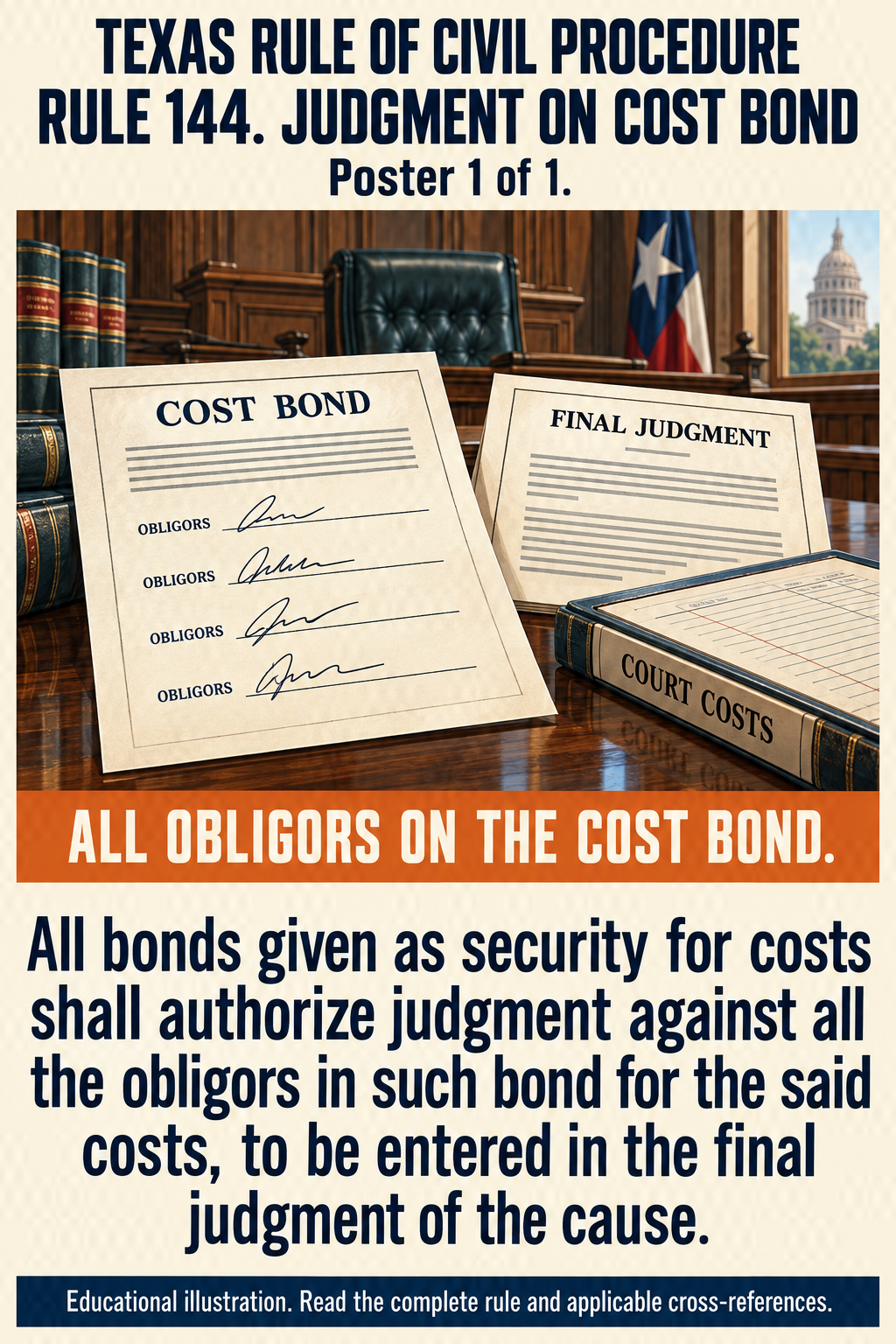 Texas Rule 144: Judgment on cost bond. Poster 1 of 1.