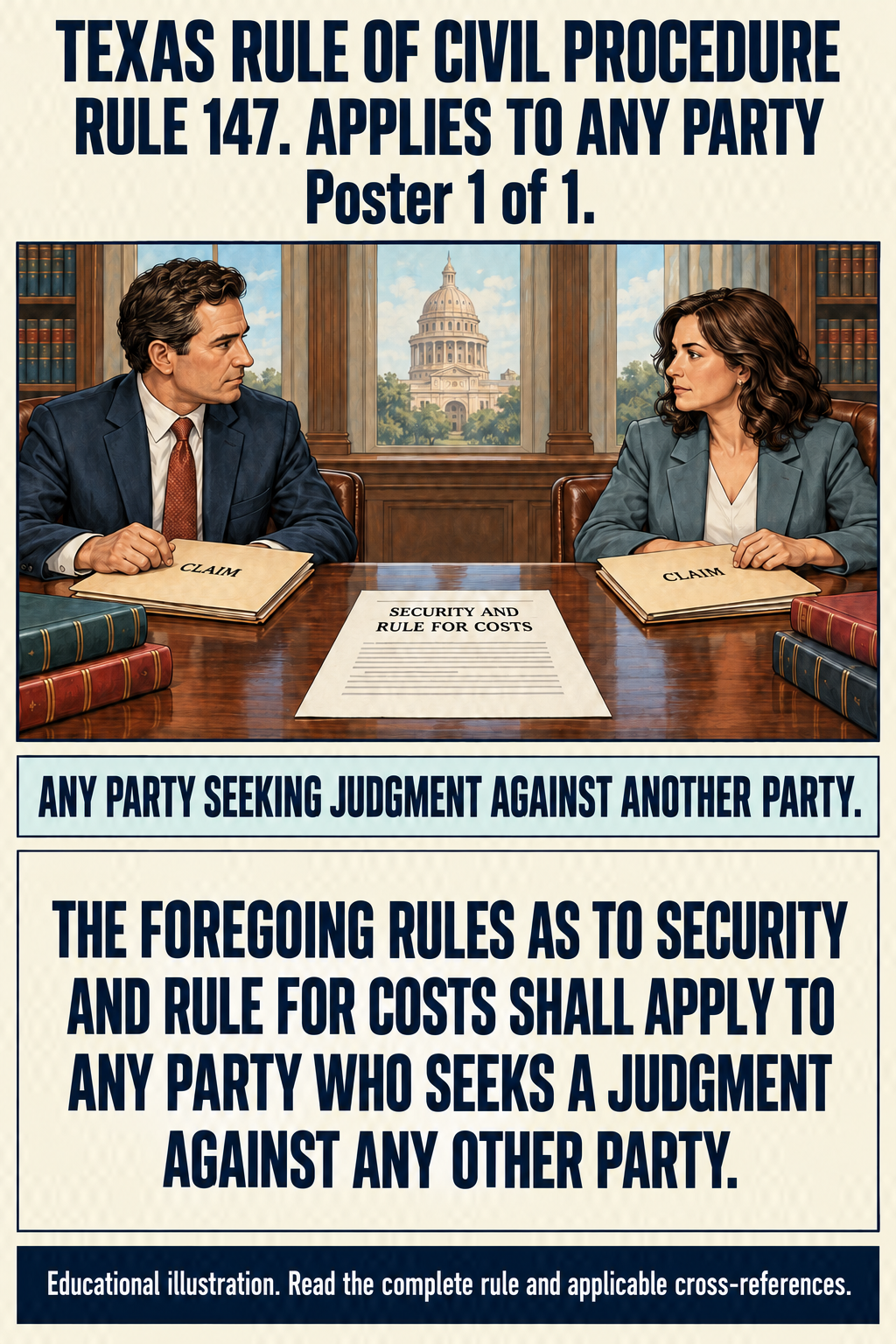 Texas Rule 147: Applies to any party. Poster 1 of 1.