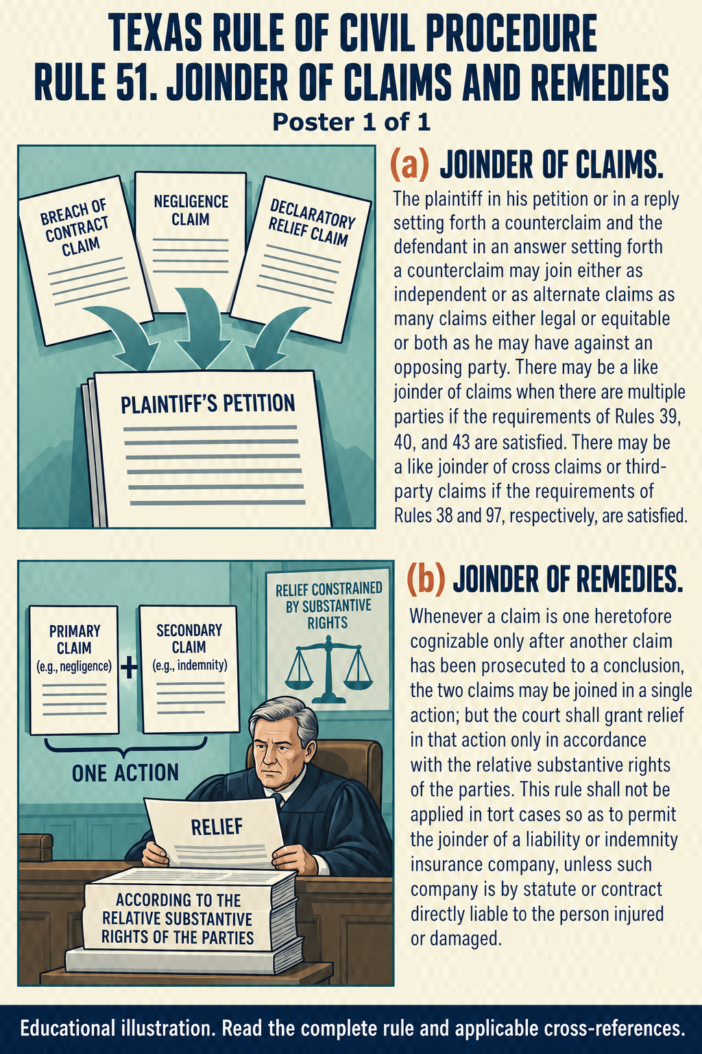 Texas Rule 51: Joinder of claims and remedies. Poster 1 of 1.